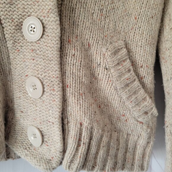 RuffHewn Lambs Wool Button Up Cardigan Sweater, Women’s M, Tan, Long Sleeve EUC - Picture 4 of 11